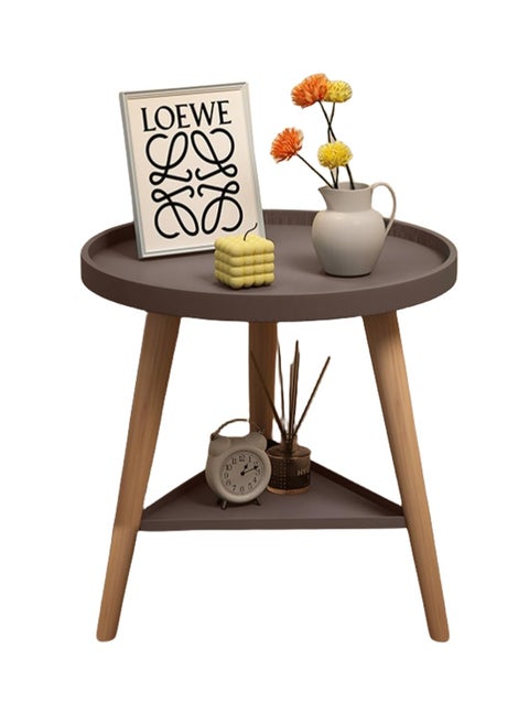 Double Layered Circular Coffee Table, Small Round Table, 2-Story Round Table/Bedside Table, Round Table Sturdy Bedroom Room Corner Table With Storage Function
