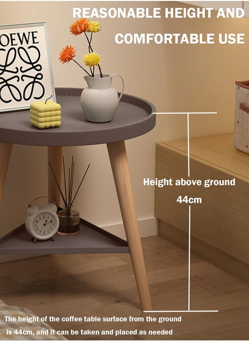Arabest - Double Layered Circular Coffee Table, Small Round Table, 2-Story Round Table/Bedside Table, Round Table Sturdy Bedroom Room Corner Table With Storage Function - Image 1