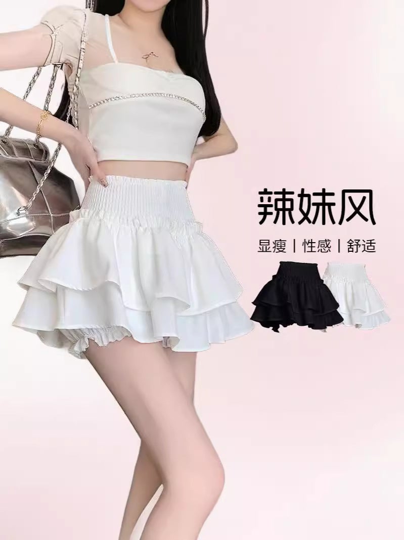 Black And White Plus Size New Half Short Cake Skirt Women'S Summer 2024 Slim A- Line Skirt High Waist Small Half Group - Image 2