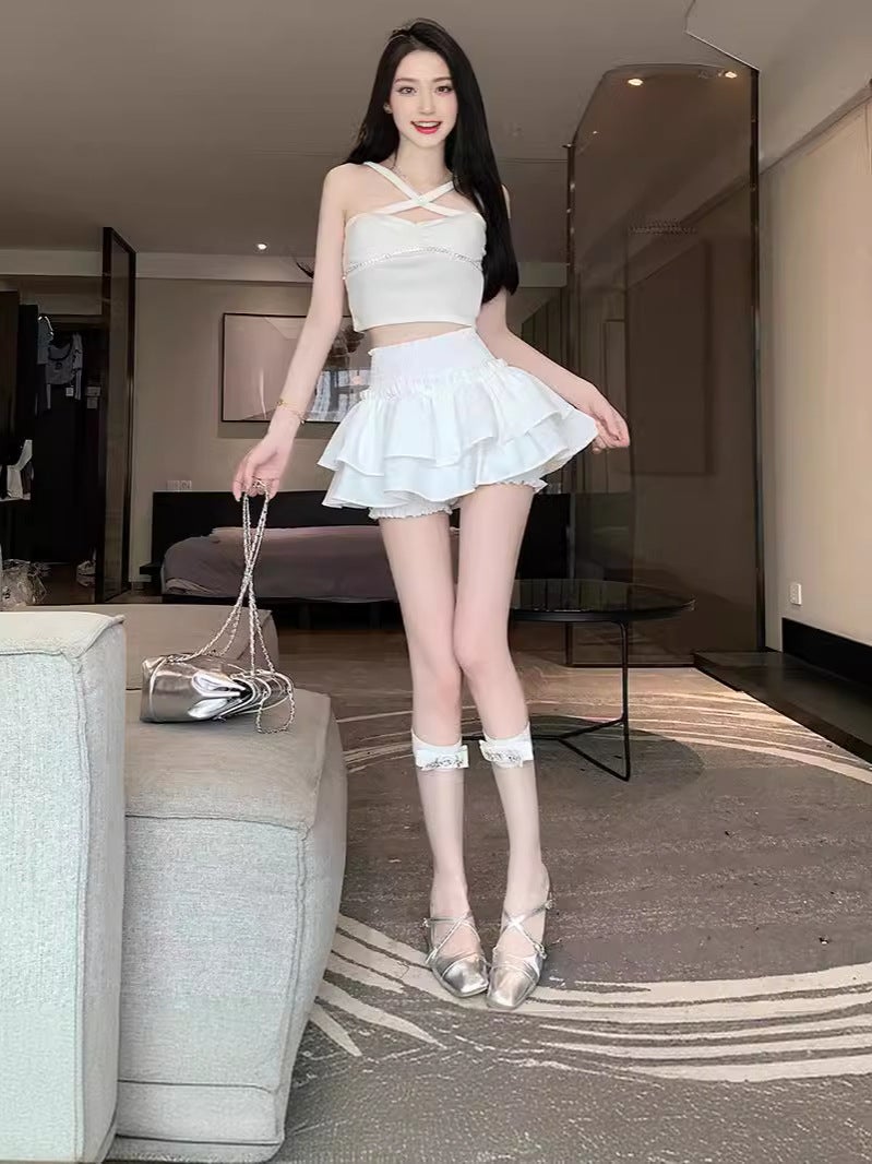 Black And White Plus Size New Half Short Cake Skirt Women'S Summer 2024 Slim A- Line Skirt High Waist Small Half Group - Image 5