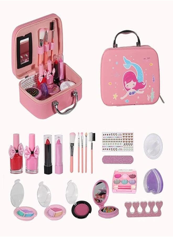 Kids Makeup Kit for Girl Real Washable Makeup Kit for Little Girls over 8 Year Old Girls Makeup Set with Cute Princess Cosmetic Purse Girls Pretend Play Toy Toys for Little Girls 
