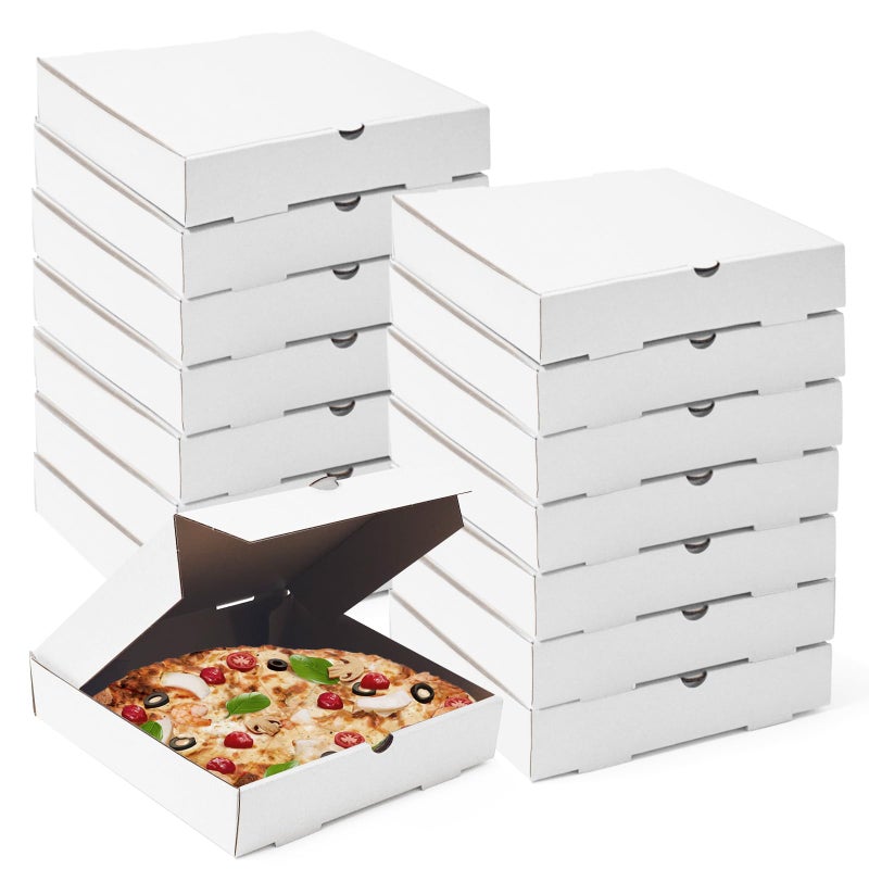 WOKAV 15 Pcs Cardboard Pizza Box 8.4 x 8.4 x 1.7 Inch White Kraft Corrugated Mini Pizza Pizza Boxes Used for small personal pizzas - Image 1