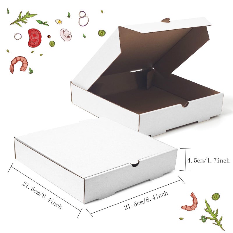 WOKAV 15 Pcs Cardboard Pizza Box 8.4 x 8.4 x 1.7 Inch White Kraft Corrugated Mini Pizza Pizza Boxes Used for small personal pizzas - Image 2