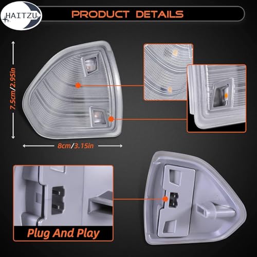 Haitzu LED Side Mirror Turn Signal Light Lamps Clear Cover Lens Compatible with The Following Models:Dodge Ram 1500 2500 3500 4500 5500 2010-2018 68302828AA 68302829AA - Image 2