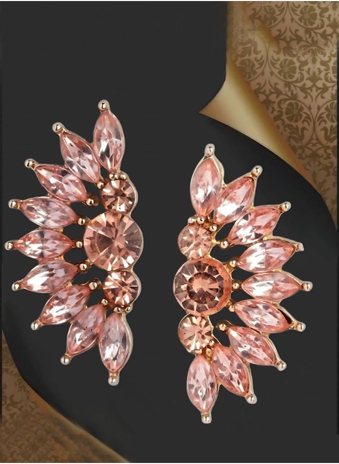 Just Peachy Just Peachy Rose Gold Contemporary Stud Earrings, Hypoallergenic  - Image 3