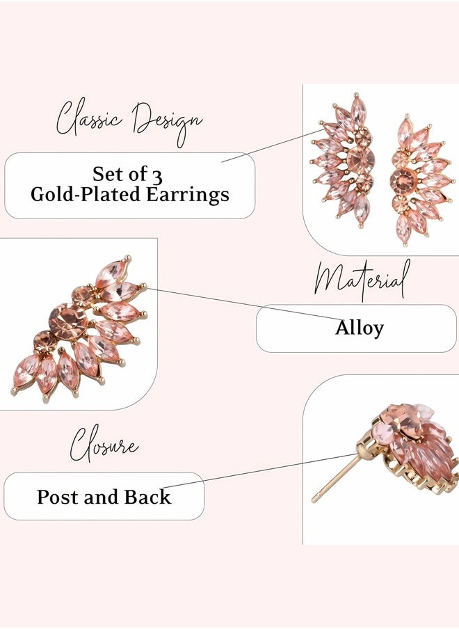 Just Peachy Just Peachy Rose Gold Contemporary Stud Earrings, Hypoallergenic  - Image 4
