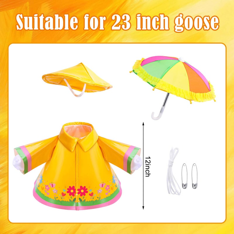 Decohs 3 Pcs/Set Raincoat Porch Goose Outfits  Summer Lawn Goose Statue Raincoat Costume  Yard Goose Clothes Raincoats Umbrella Hat Outfit For 23"" Statue Patio Garden Decoration - Image 2