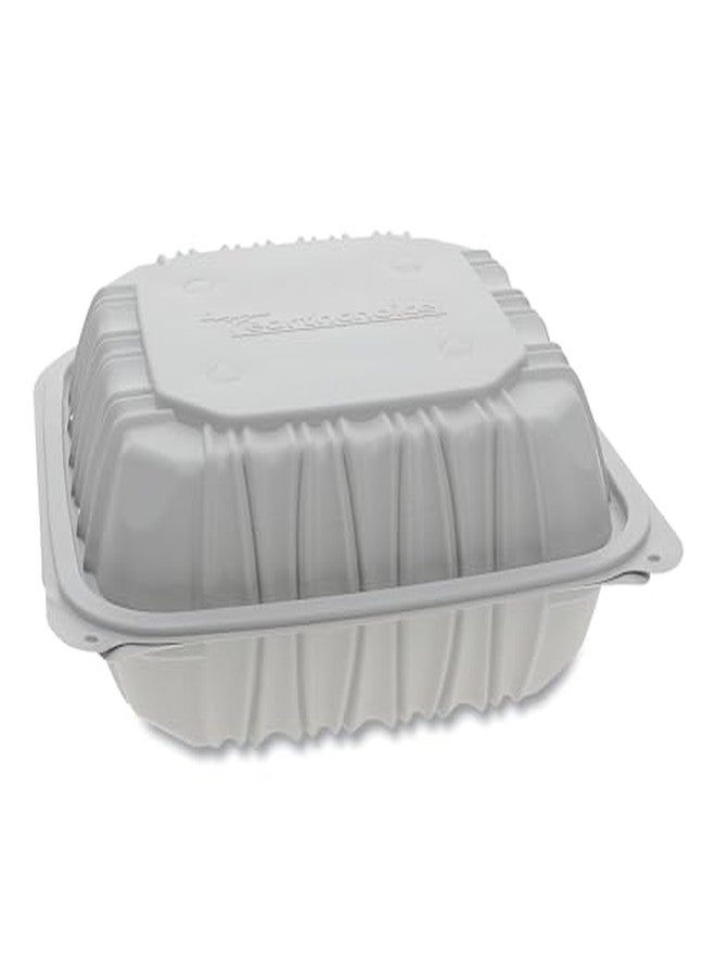 niru Pactive YCNW0851 Earthchoice Vented Microwavable Mfpp Hinged Lid Container, 8.5 X 8.5 X 3.1, White, 146/carton - Image 2