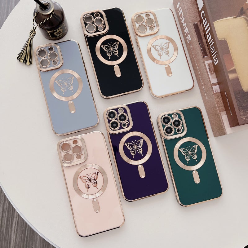غطاء MagSafe بTPU + PC باللون أزرق مغناطيسي من مادة TPU لـ iPhone 13 مع مغناطيس قوي وحماية عدسة مع مقاوم للصدمات مع تغطية كاملة مع حماية من السقوط للاستخدام المنزلي للسفر سهل الحمل - Image 2