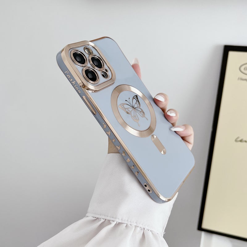 غطاء MagSafe بTPU + PC باللون أزرق مغناطيسي من مادة TPU لـ iPhone 13 مع مغناطيس قوي وحماية عدسة مع مقاوم للصدمات مع تغطية كاملة مع حماية من السقوط للاستخدام المنزلي للسفر سهل الحمل - Image 1