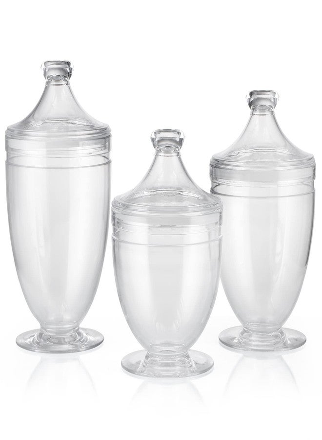 MOLIGOU Acrylic Apothecary Jars with Airtight Lid, Candy Jars for Candy Buffet, Decorative Bathroom Canisters, Set of 3 - Image 2