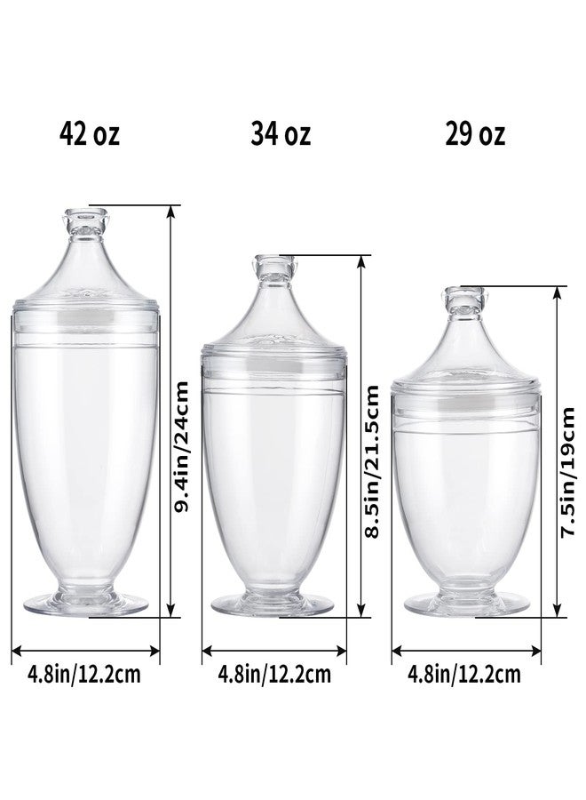 MOLIGOU Acrylic Apothecary Jars with Airtight Lid, Candy Jars for Candy Buffet, Decorative Bathroom Canisters, Set of 3 - Image 3