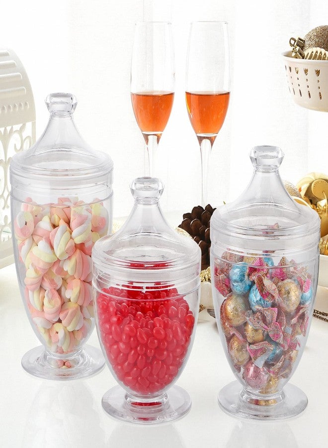 MOLIGOU Acrylic Apothecary Jars with Airtight Lid, Candy Jars for Candy Buffet, Decorative Bathroom Canisters, Set of 3 - Image 5