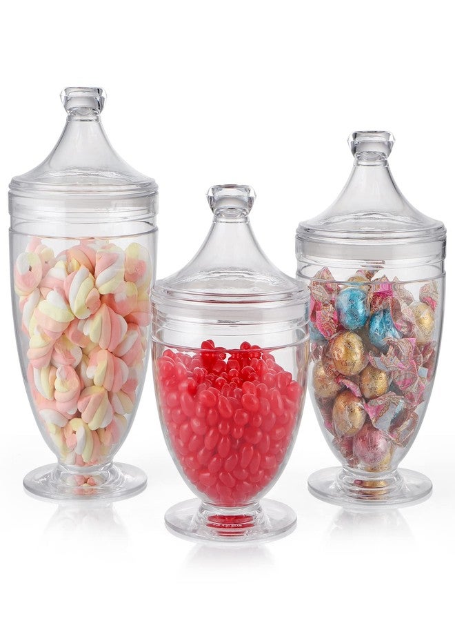 MOLIGOU Acrylic Apothecary Jars with Airtight Lid, Candy Jars for Candy Buffet, Decorative Bathroom Canisters, Set of 3 - Image 1