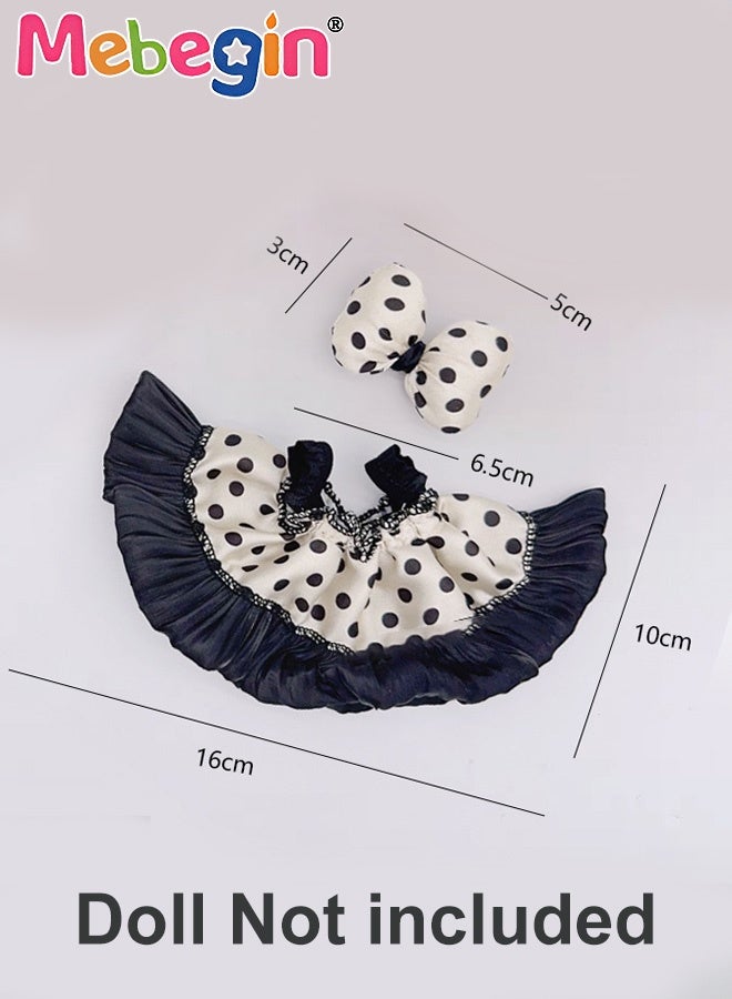 MEBEGIN 2 Pcs Polka Dots Labubu Clothes for 17cm Doll with a Bow, Anime Cosplay Dress for Doll, Cute Doll Outfit Accessories, No Doll,Cute Clothes for Dress up Unique Style - Image 2