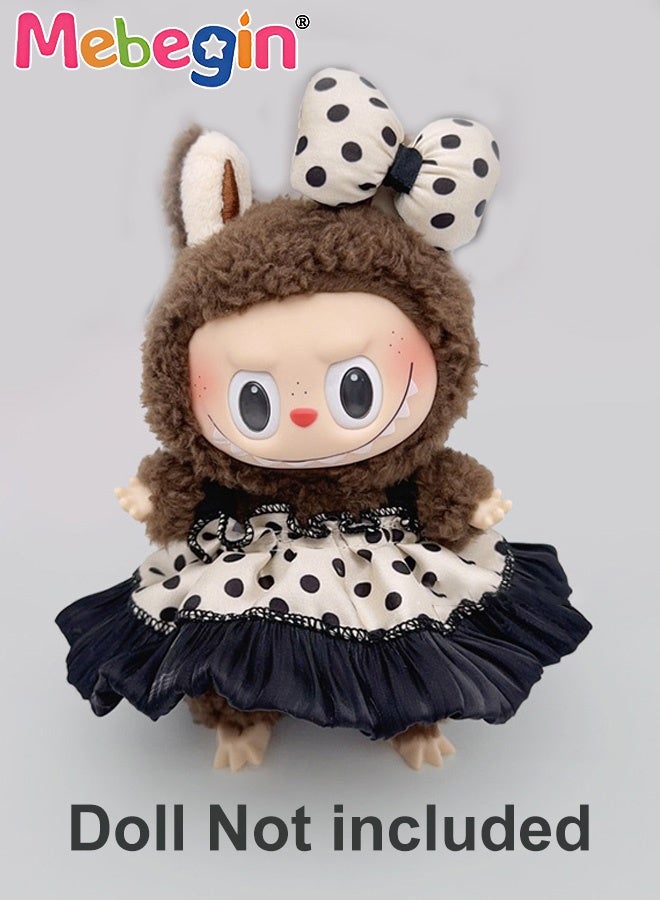MEBEGIN 2 Pcs Polka Dots Labubu Clothes for 17cm Doll with a Bow, Anime Cosplay Dress for Doll, Cute Doll Outfit Accessories, No Doll,Cute Clothes for Dress up Unique Style - Image 1