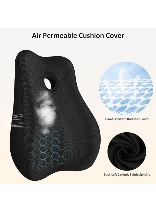 Seat Cushion & Lumbar Support Pillow – Memory Foam Ergonomic Coccyx Cushion for Office Chair, Sciatica, Back & Tailbone Pain Relief, Black - Image 4