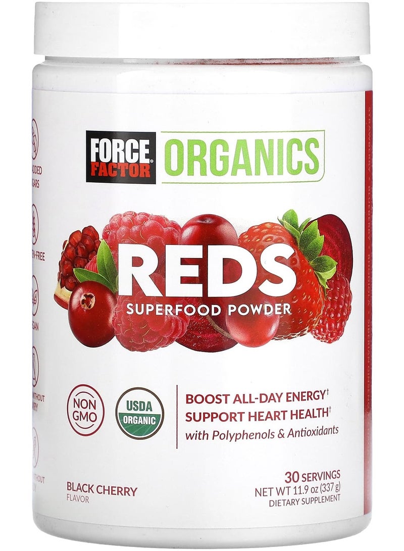 Force Factor Organics Reds Superfood Powder Black Cherry 11.9 oz (337 g)