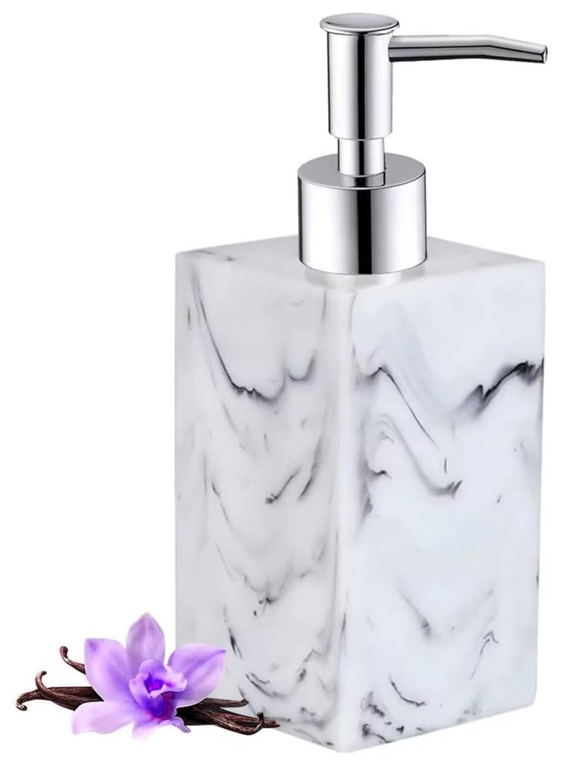 Soap Dispenser 500ML For Bathroom Kitchen Countertop Dispenser Lotion Liquid Dispenser Soap Bottle Ceramic Marble Soap Dispenser White 16 x 9 x 5.5 cm  - Image 1