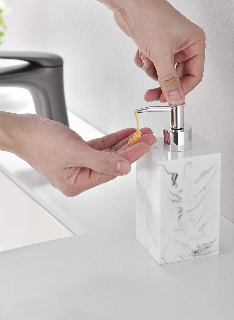 Soap Dispenser 500ML For Bathroom Kitchen Countertop Dispenser Lotion Liquid Dispenser Soap Bottle Ceramic Marble Soap Dispenser White 16 x 9 x 5.5 cm  - Image 5