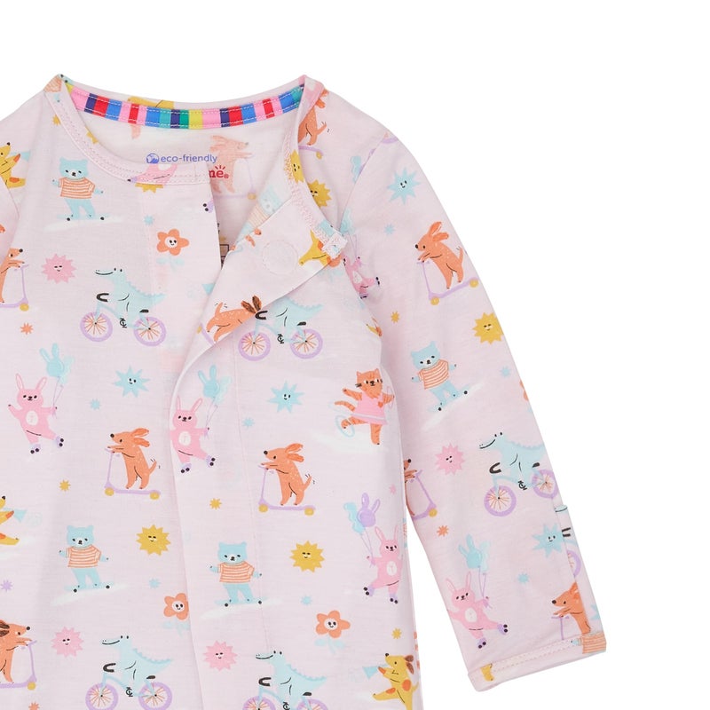 Magnetic Me Girls Modal Magnetic Baby Footie Pajamas | Silky Soft Modal Fabric | Animal Pals | 6-9 Months - Image 2