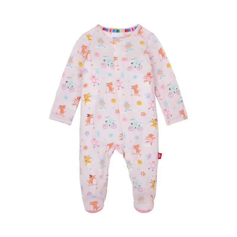 Magnetic Me Girls Modal Magnetic Baby Footie Pajamas | Silky Soft Modal Fabric | Animal Pals | 6-9 Months - Image 1