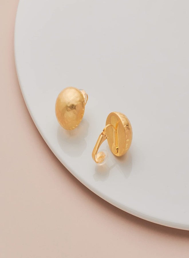 ليلي آند وايت أقراط ليلي آند وايت بمشبك ذهبي محروق - أقراط دائرية بمشبك - أقراط نسائية مقلدة - مجوهرات أزياء - Image 4