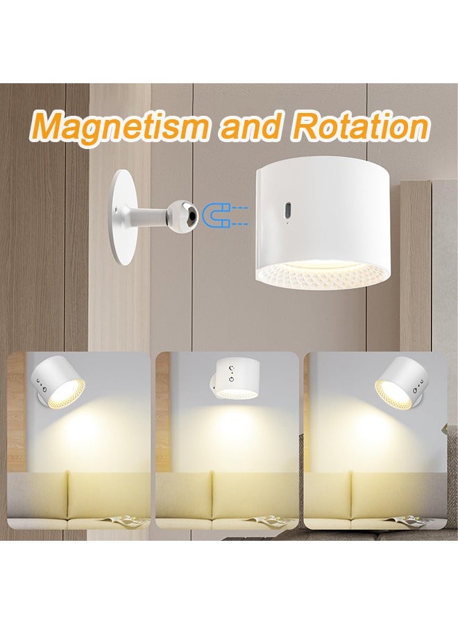 الروهيت مصابيح حائط مع جهاز تحكم عن بعد، مصباح حائط يعمل ببطارية قابلة لإعادة الشحن 2000 مللي أمبير/ساعة، 3 ألوان و3 قابلة للتعتيم، مصباح حائط LED بقاعدة ربط مغناطيسية (أبيض)  - Image 4