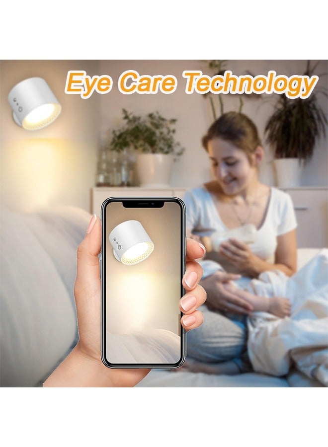 الروهيت مصابيح حائط مع جهاز تحكم عن بعد، مصباح حائط يعمل ببطارية قابلة لإعادة الشحن 2000 مللي أمبير/ساعة، 3 ألوان و3 قابلة للتعتيم، مصباح حائط LED بقاعدة ربط مغناطيسية (أبيض)  - Image 3