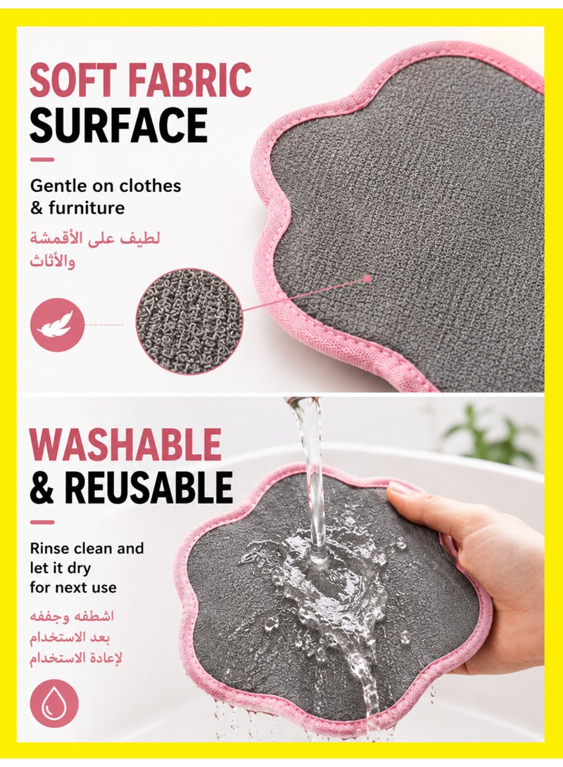 MS MIN Pink Cat Paw Dual-Direction Pet Hair Remover Glove, Static Adsorption Fabric-Safe Lint Brush for Sofa, Clothes & Carpet Home Cleaning - Image 4