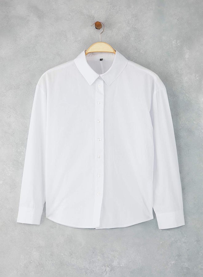 trendyol White Back Button Detail Oversize Shirt - Image 5