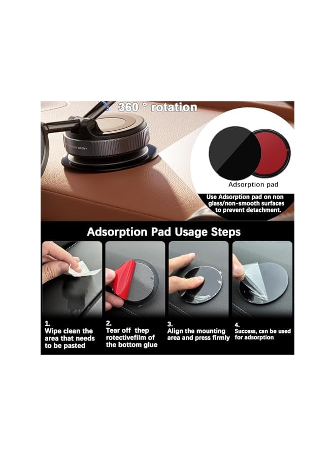 Green Tiger 15W Wireless Charger Car Mount, Vacuum Magnetic Phone Holder for Mag-Safe, 360° Adjustable & Foldable Car Mount for Car Screen Dashboard/Windshield/Smooth Surface, Compatible with i-Phone - Image 4