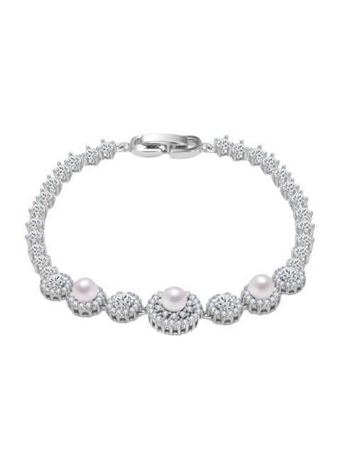 18 Karat White Gold Plated Diamond Studded Charm Bracelet