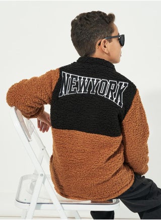 Colorblock Embroidered Teddy Fuzzy Jacket - pzsku/Z1F2F0FD19AFAD76351ACZ/45/_/1733818933/c49fec7a-a059-4631-9b43-c1cbaa0dce07