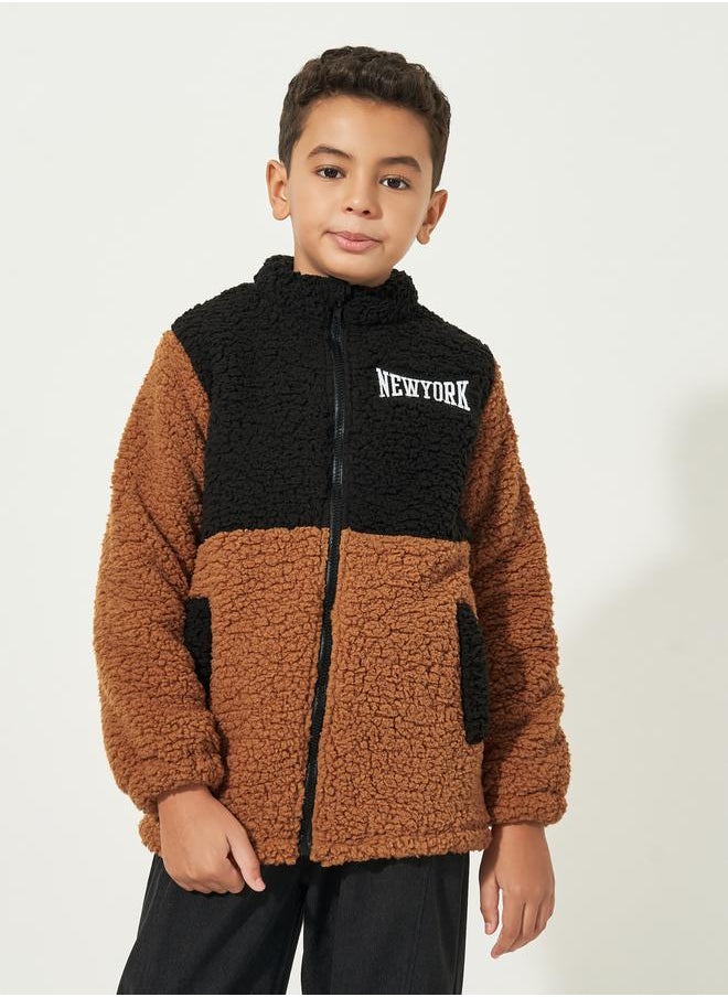 Colorblock Embroidered Teddy Fuzzy Jacket - pzsku/Z1F2F0FD19AFAD76351ACZ/45/_/1733818934/13c8f5ad-5328-48c5-9c27-eb36f5bfe0f8