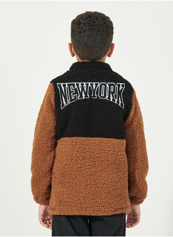 Colorblock Embroidered Teddy Fuzzy Jacket - pzsku/Z1F2F0FD19AFAD76351ACZ/45/_/1733818935/6637dc1e-71d2-4fd8-9811-41ad0c11d4e1