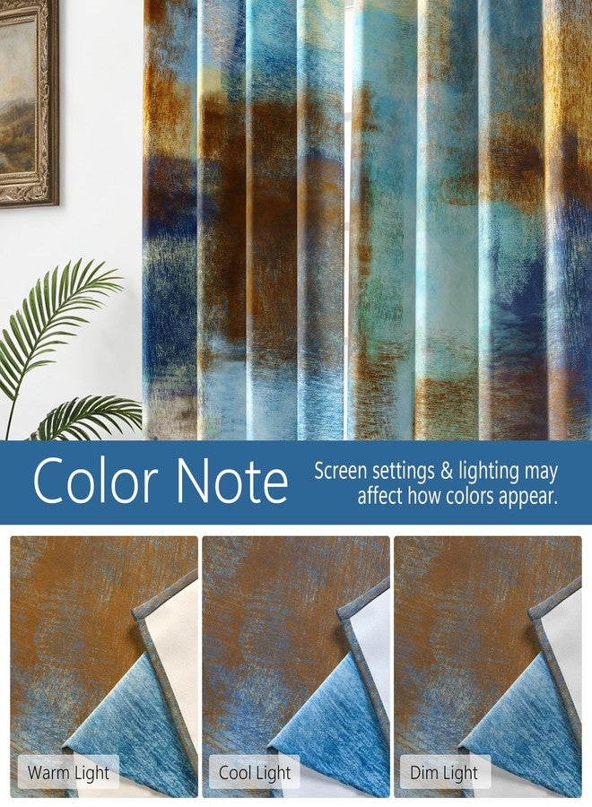Asuexpect Abstract Curtains 2 Panels Abstract Rust Curtain Room Darkening Grommet Window Treatments Modern Decorative for Bedroom Living Room, 52x84 Inches, C17 - Image 4