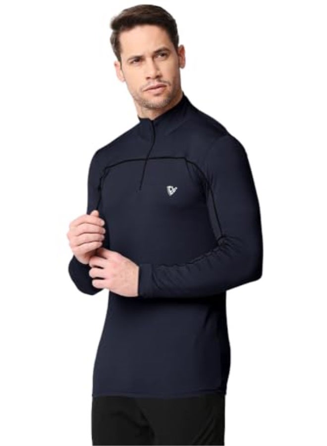 EYEBOGLER Men High Neck Solid Full Sleeve Regular Fit T-Shirt - Image 3