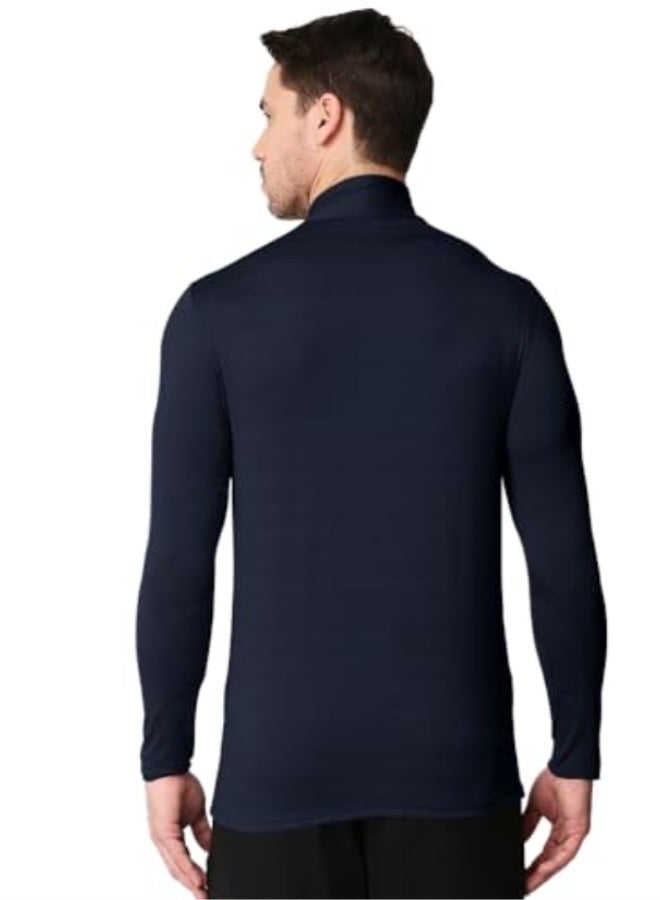 EYEBOGLER Men High Neck Solid Full Sleeve Regular Fit T-Shirt - Image 2