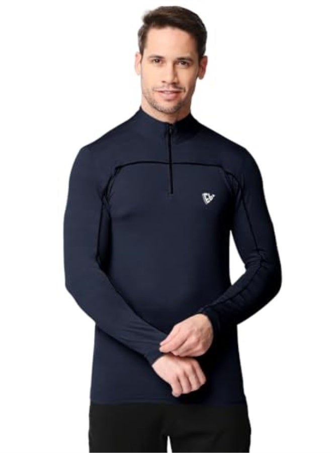 EYEBOGLER Men High Neck Solid Full Sleeve Regular Fit T-Shirt - Image 1