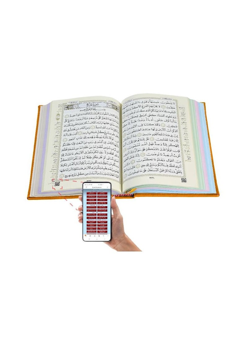 A colored Quran, size 14 * 20 cm, with an orange cover  - Image 3