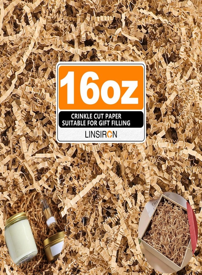 LINSIRON Kraft Crinkle Cut Paper Shred Filler, 1lb(16oz) Brown Shredded Paper for Gift Box Basket Wrapping, Grass Cushion Paper Streamer Stuffing Christmas Wedding Birthday Bridesmaid Handicraft - Image 1