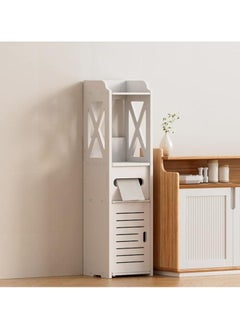 LINGWEI Modern White Tall Bathroom Cabinet with Toilet Paper Storage Drawer - Sleek Corner Design | Space-Saving Bathroom Furniture for Organized Storage | Easy Assembly  - Image 5