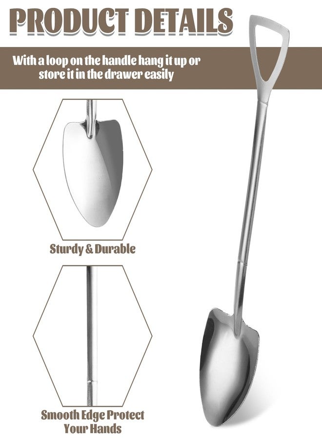 QTLCOHD 100 Pcs Stainless Steel Shovel Spoon - 6 Inch Mini Shovel Shaped Spoons Bulk for Desserts, Ice Cream, Appetizer, Halloween Party, Silver - Image 4
