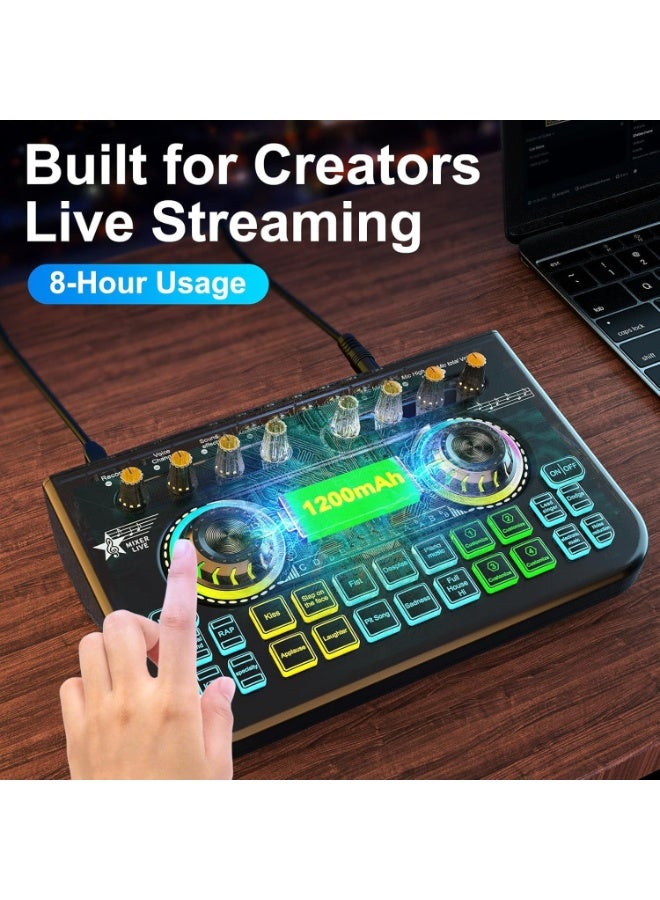 MUNTAQI خلاط صوتي للكمبيوتر والهاتف – بطاقة صوت حية مع مغير صوت، تقليل الضوضاء، مؤثرات صوتية DJ، خلاط للبث والتسجيل للألعاب، البودكاست، الكاريوكي، البث المباشر - Image 2