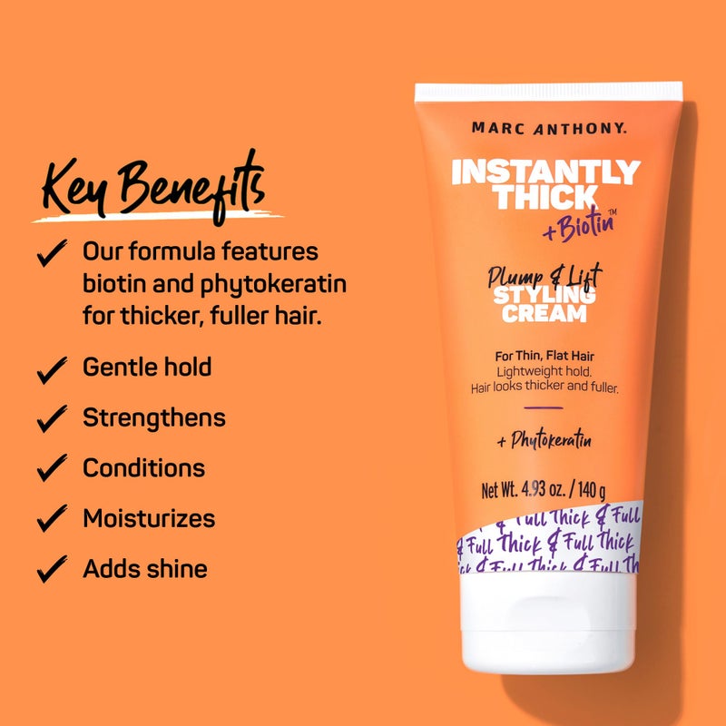 Marc Anthony Instantly Thick Styling Hair Cream (2-Pack) - Vitamin E & Biotin for Thicker, Fuller Hair with Lightweight Hold - Volumizing Product for Thin, Flat Hair - Image 2