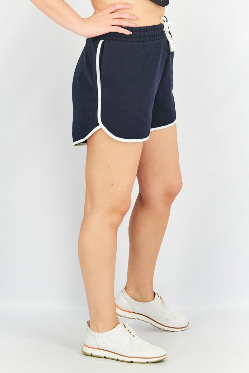 Tchibo Women Plain Drawstring Shorts, NavyWhite - Image 4