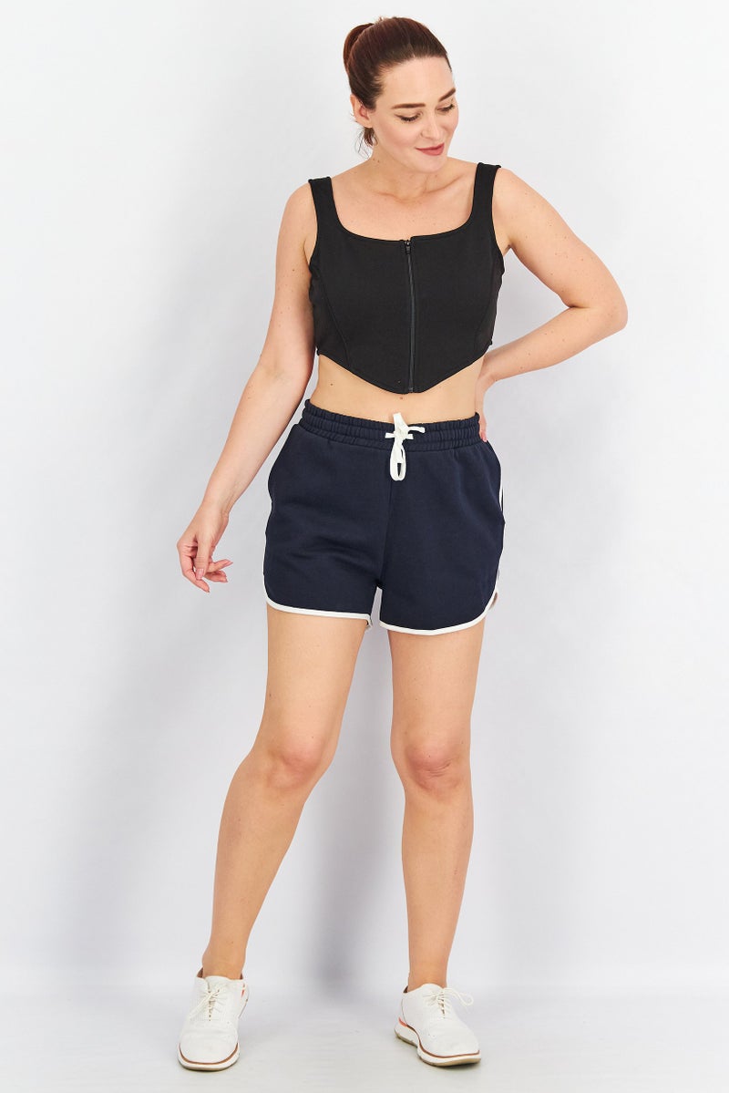 Tchibo Women Plain Drawstring Shorts, NavyWhite - Image 3