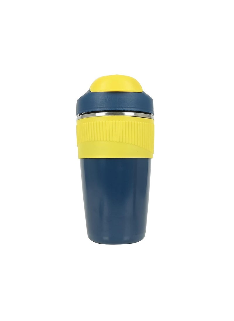 Tabletext Macaroon 480 ML Double Wall Insulated Travel Coffee Tumbler Mug Sipper Thermos with 2in1 Flip Up Inbuilt Straw and Sip Lid Leak Proof Navy Blue