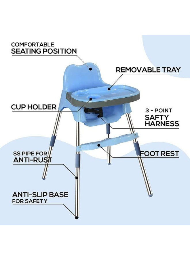 ESQUBE Esqube Spotty Baby Feeding Chair And Kids Dining High Chair with Foot Rest And Tray Blue Color  - Image 3